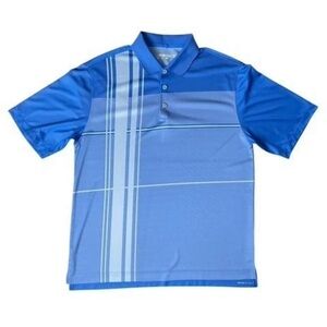 Nike Golf Polo Shirt Mens Large Blue Dri FIT 1972 Plaid Striped Performance